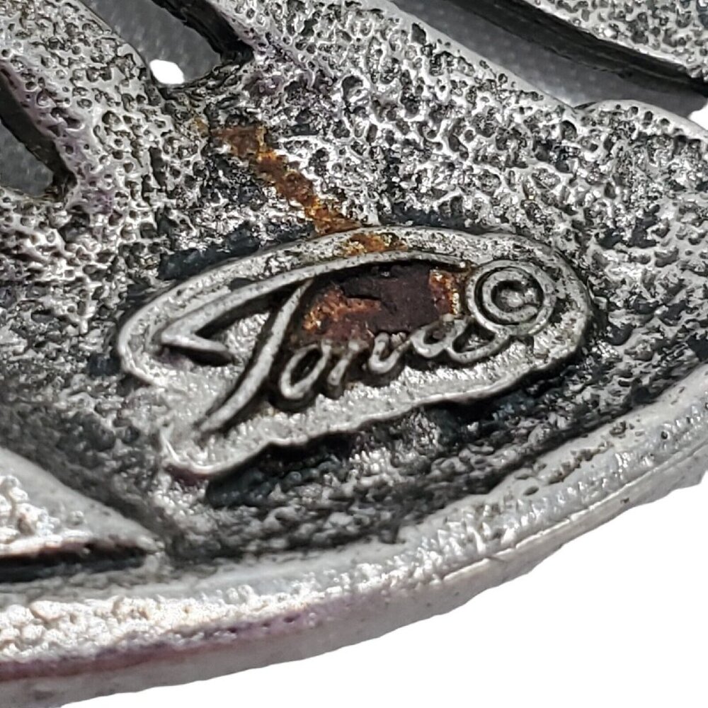 Vtg Man in the Moon Brooch Pin Signed Tona Pewter Silver Tone Faux Marquisite - Picture 8 of 9